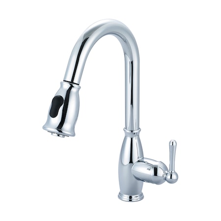 Olympia Faucets Single Handle Pull-Down Kitchen Faucet, Compression Hose, Chrome, Weight: 8 K-5040